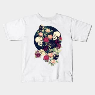 Vintage Floral With Skulls Kids T-Shirt